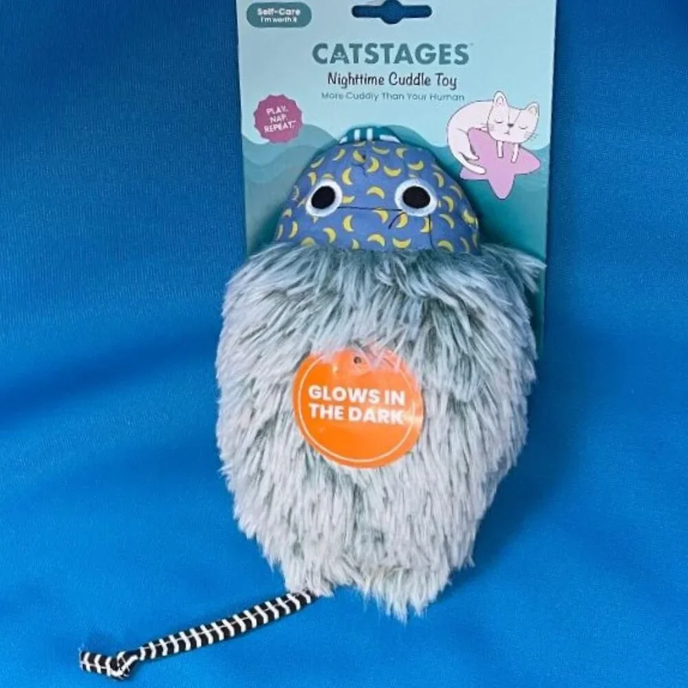 NEW ~ CATSTAGES LARGE GLOW IN THE DARK KITTY CAT NIGHTTIME CATNIP & CUDDLE TOY
